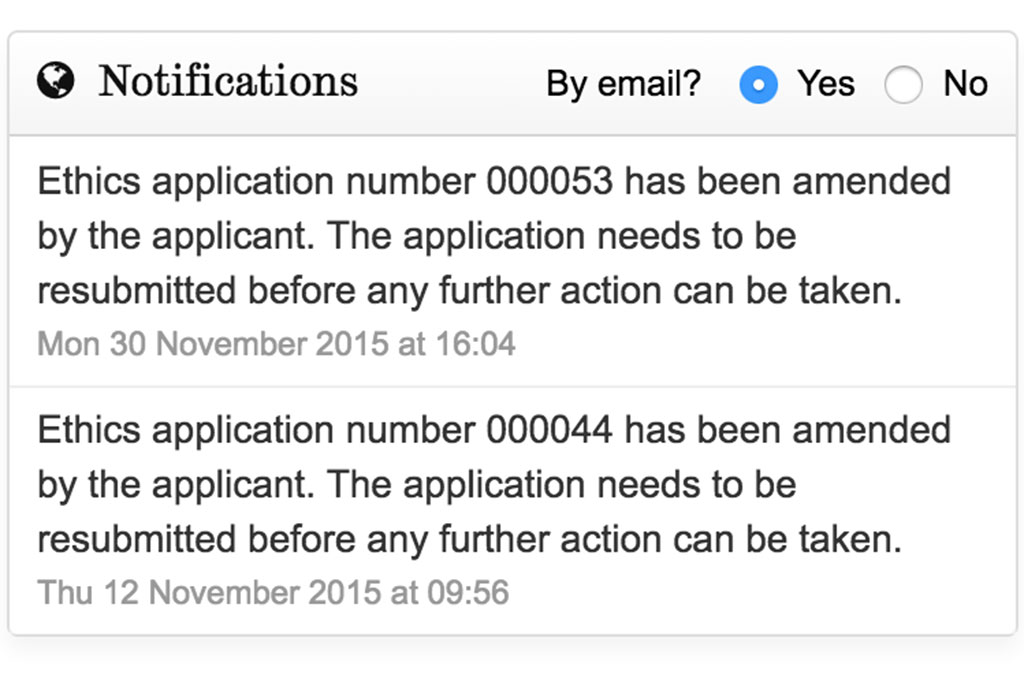 Ethics Review System - Notifications