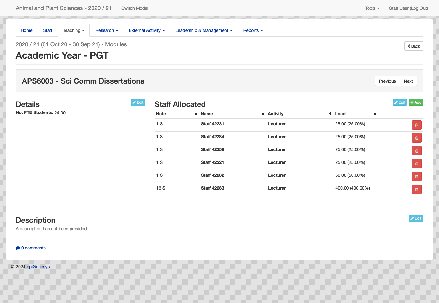 Workload Allocation Model - Module Delivery